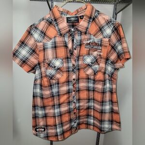 Genuine Harley Davidson Women's Plaid Shirt with Snaps